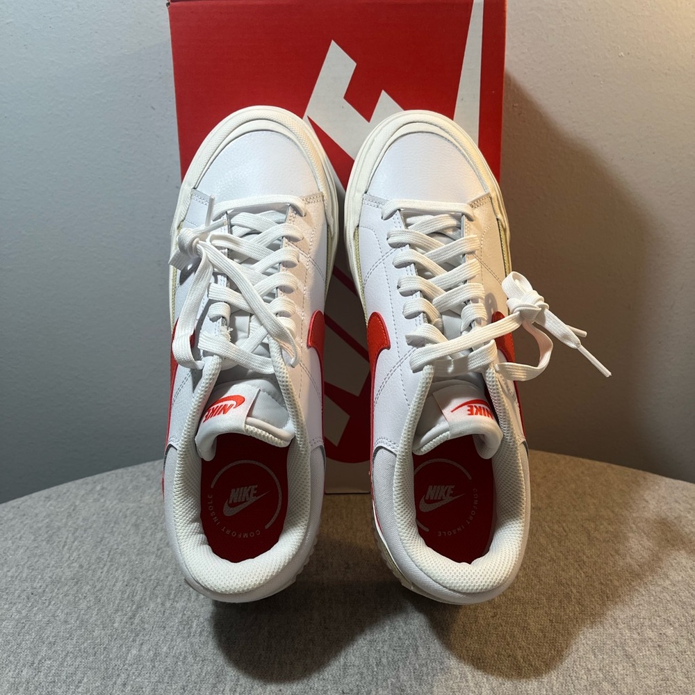 Nike Court Legacy Lift White Gold Red Causal Women Shoe Size 8 DM7590-110 - Picture 8 of 11